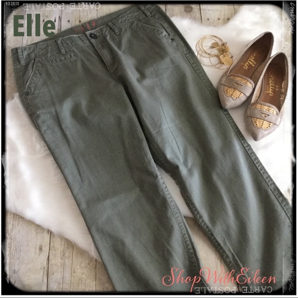 Elle Pants - Elle Army Military Green Casual Ankle Pants